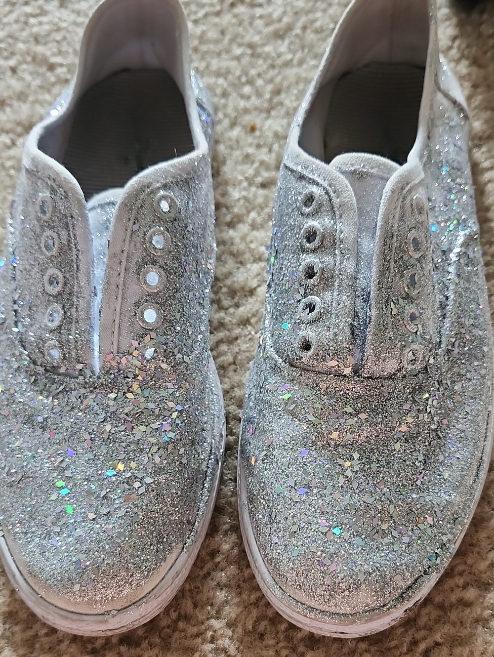 Glitter Slip-On Sneakers - Silver Sparkle
